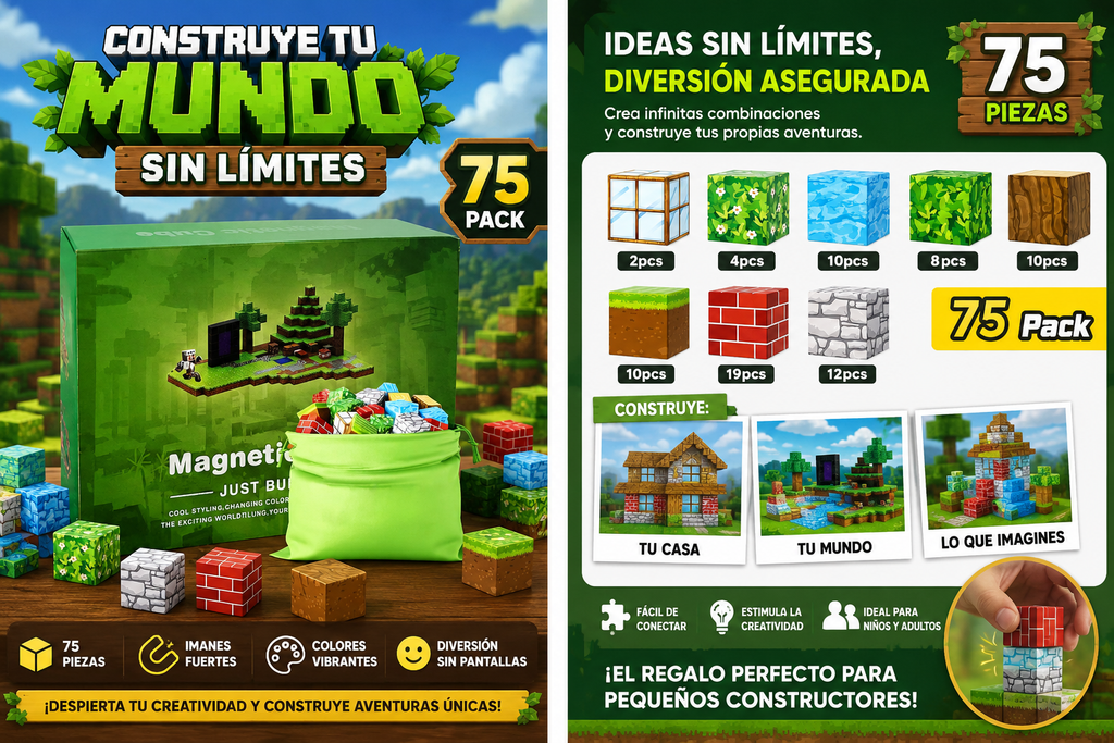 Bloques Magneticos MIinecraft 75 Piezas